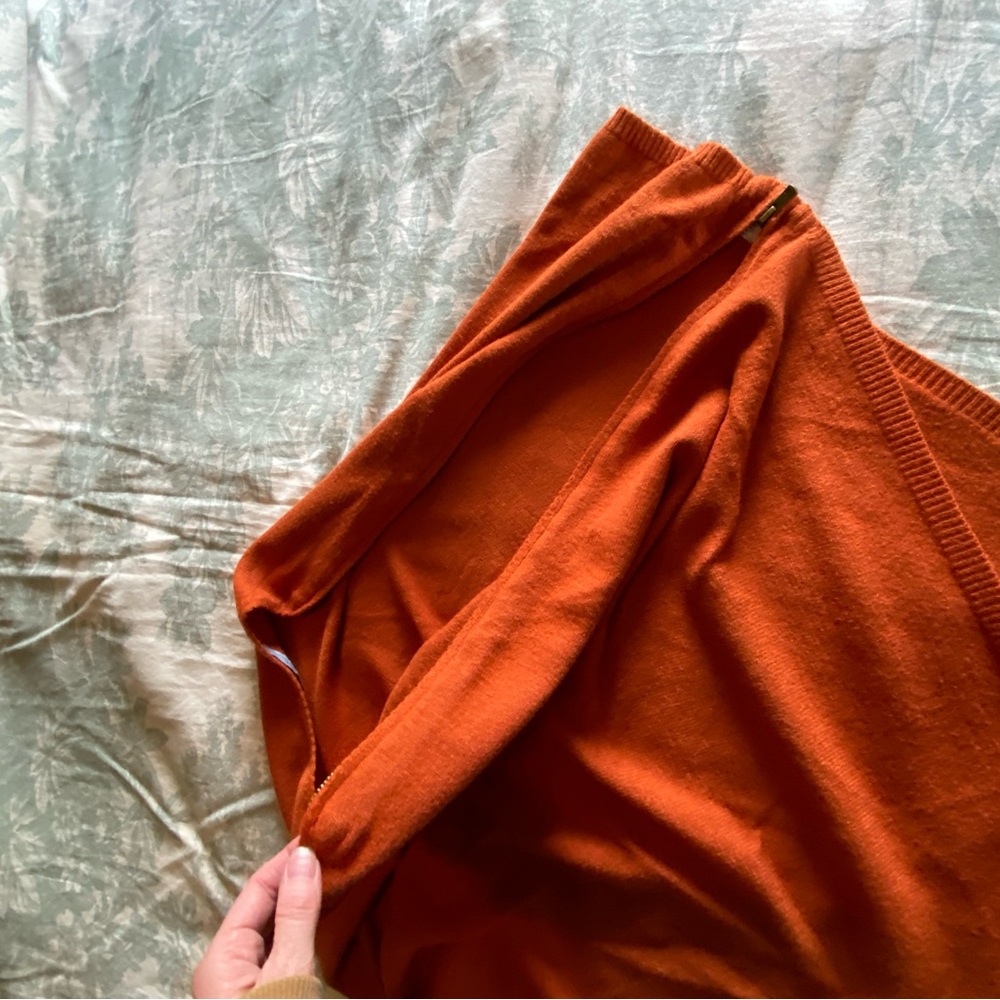 Orange Knit Poncho - Draped Sweater with Zipper EUC - Picture 12 of 15